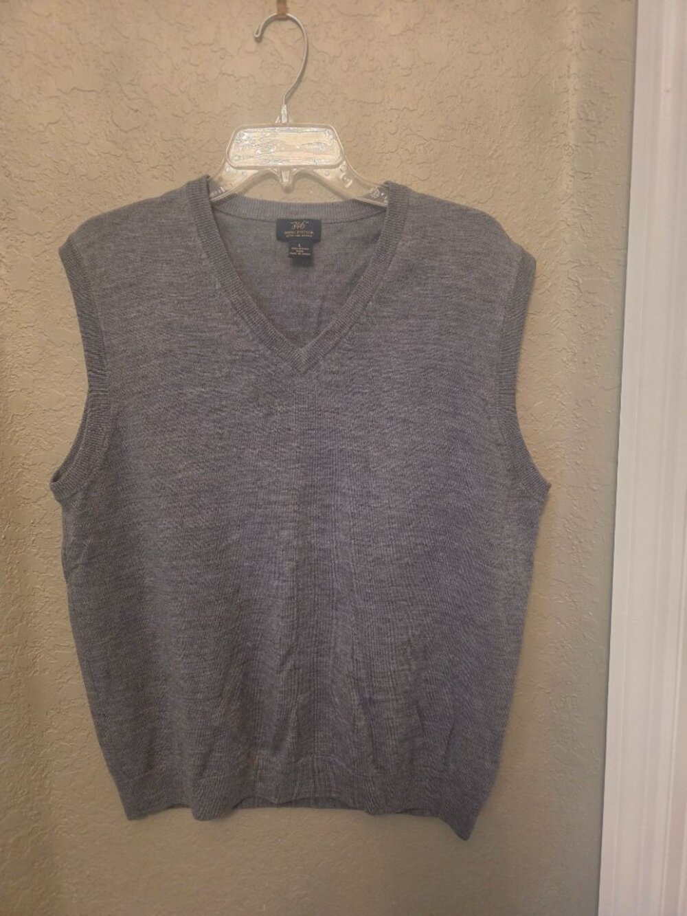 Brooks Brothers Gray Extra Fine Merino Wool V Neck Sweater Vest L